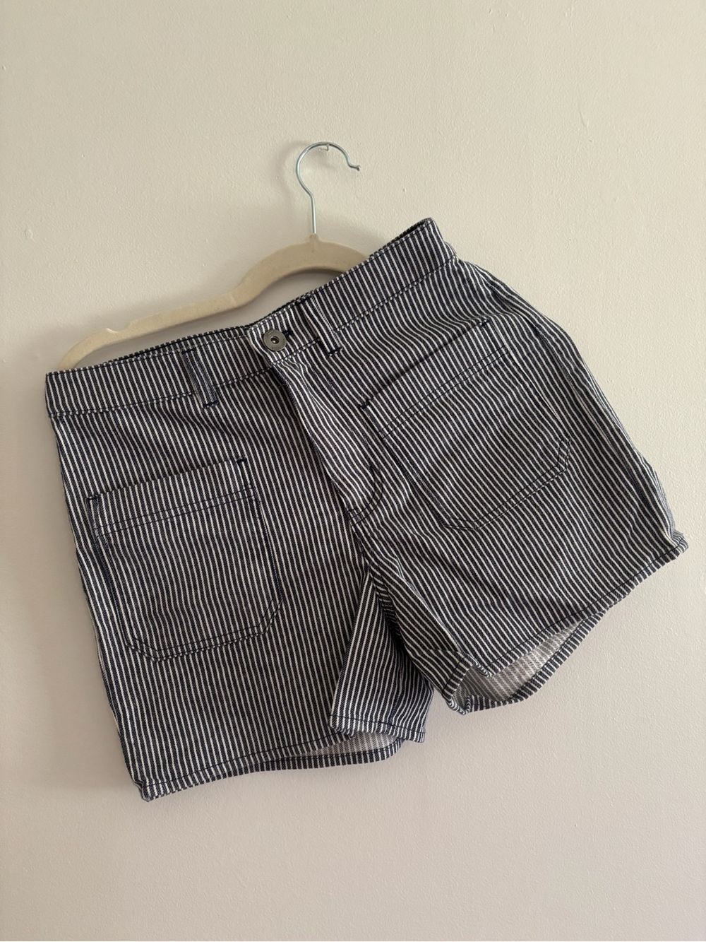 Vans Navy & White Pinstripe Denim Shorts